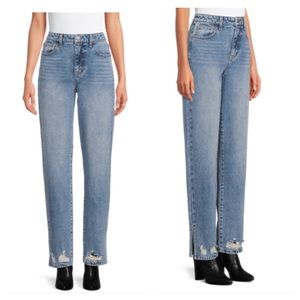 No Boundaries Junior’s High Rise Straight Split Hem Jeans Size 9